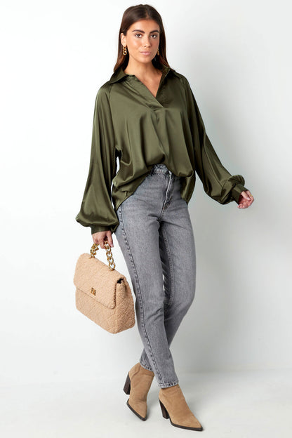 Blouse puffed sleeve green