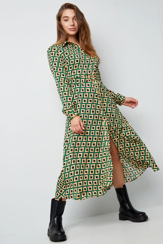 Dress Maxi retro print Green