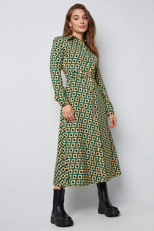 Dress Maxi retro print Green