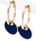 Steel Earrings oval hoops with enamel motif