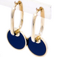 Steel Earrings oval hoops with enamel motif