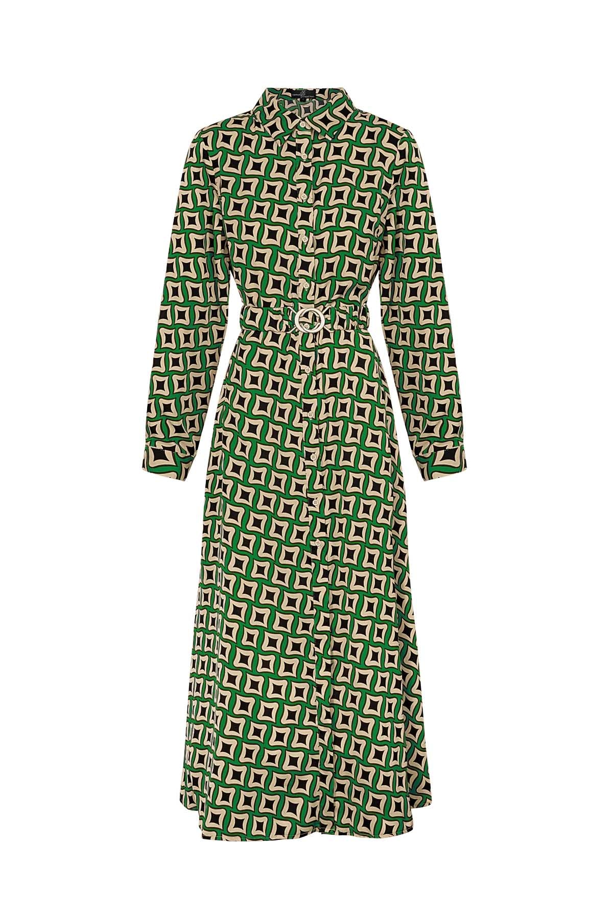 Dress Maxi retro print Green