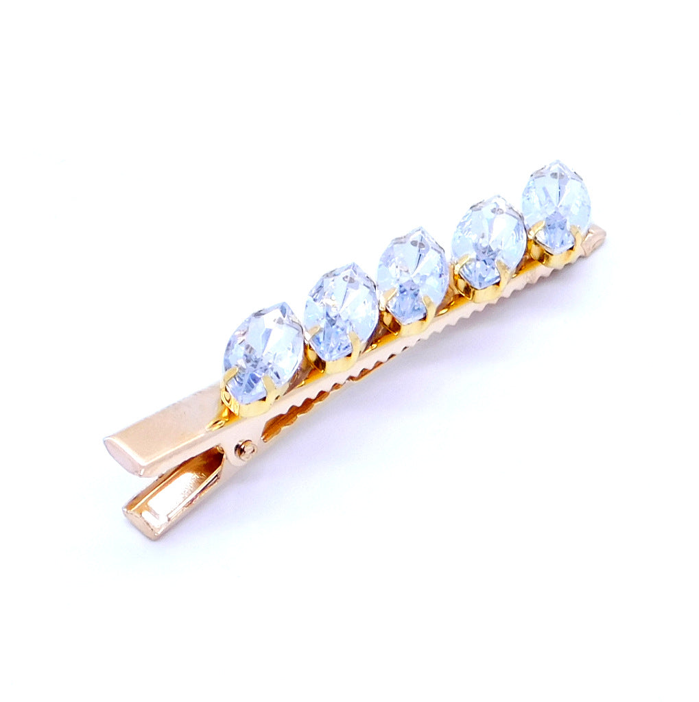 hair clip white drop crystals