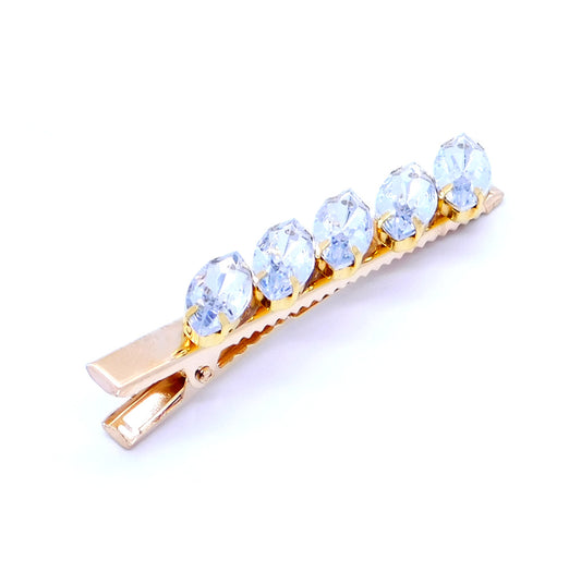 hair clip white drop crystals