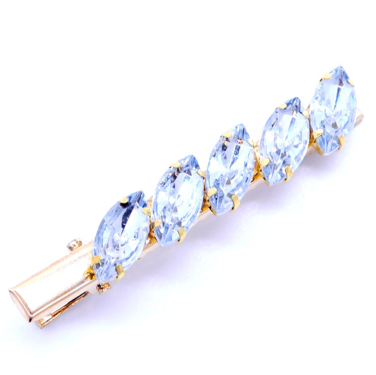 hair clip white drop crystals