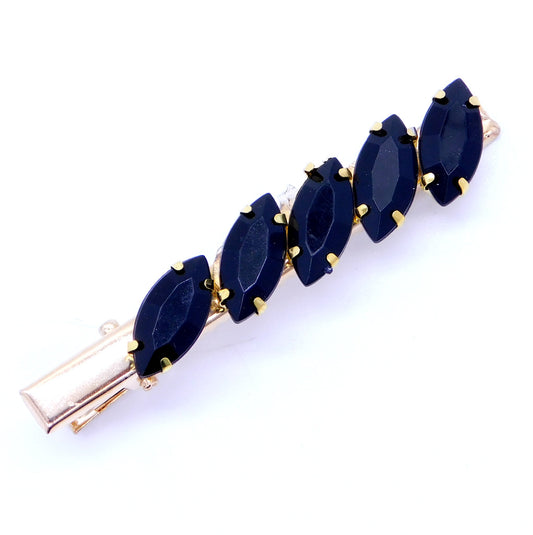 hair clip black drop crystals