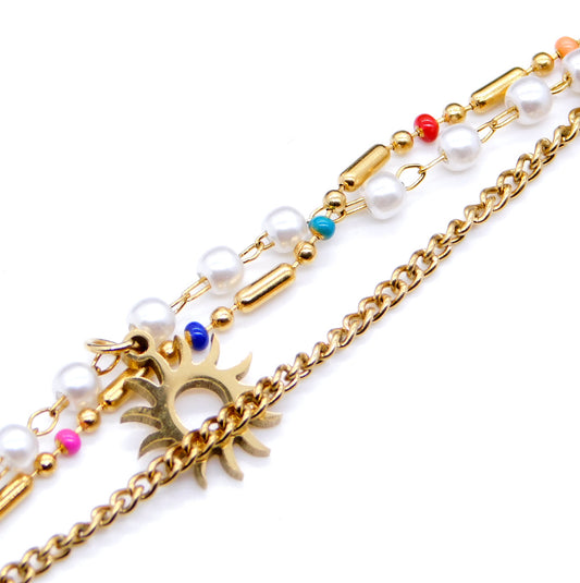 Bracelet Triple Chain pearl