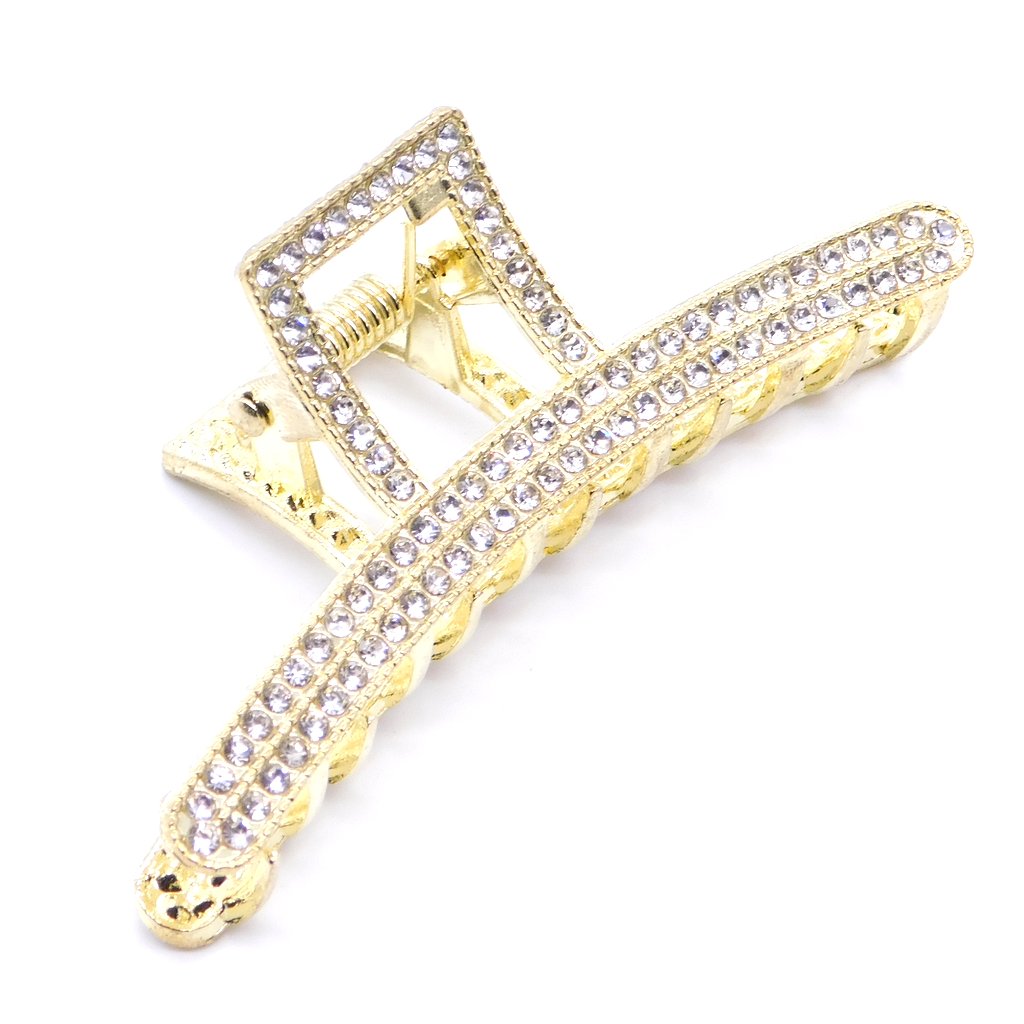 hair clip gold & crystals